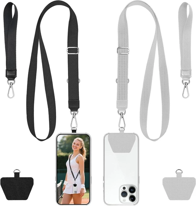 Main image of AJMRTC Phone Lanyard, 2 Pack Crossbody Anti-Drop Neck & Wrist Strap with 2 Tether Patches, Secure Hands-Free Phone Holder, Compatible with iPhone Samsung, for Nurses, Teachers, Travel, Hiking