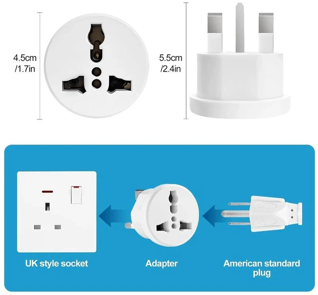 Alt view image 2 of 7 - AJMRTC UK Travel Plug Adapter, Type G International Power Adaptor, US/EU/AU to UK Type G Socket, Works for UK, Hong Kong, Ireland, UAE, 3-Packs for Travel, Business Trip, Home and Hotel Use