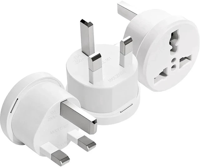 Main image of AJMRTC UK Travel Plug Adapter, Type G International Power Adaptor, US/EU/AU to UK Type G Socket, Works for UK, Hong Kong, Ireland, UAE, 3-Packs for Travel, Business Trip, Home and Hotel Use