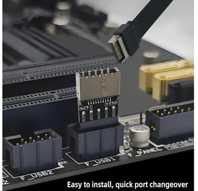 Alt view image 7 of 7 - AJMRTC Motherboard 9Pin USB2.0 to USB3.2 Gen1 Type-E Header Adapter 2PC, Front Panel Connector Converter, 9 Pin USB 2.0 to USB-C Type-E Internal Motherboard Adapter