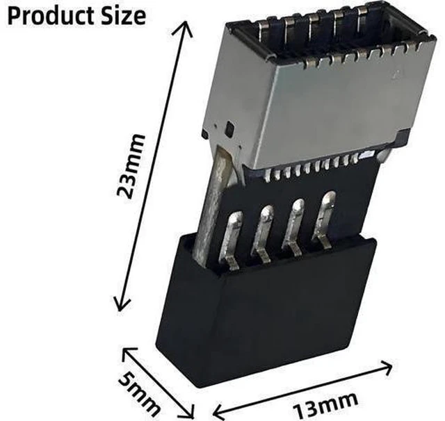 Alt view image 4 of 7 - AJMRTC Motherboard 9Pin USB2.0 to USB3.2 Gen1 Type-E Header Adapter 2PC, Front Panel Connector Converter, 9 Pin USB 2.0 to USB-C Type-E Internal Motherboard Adapter