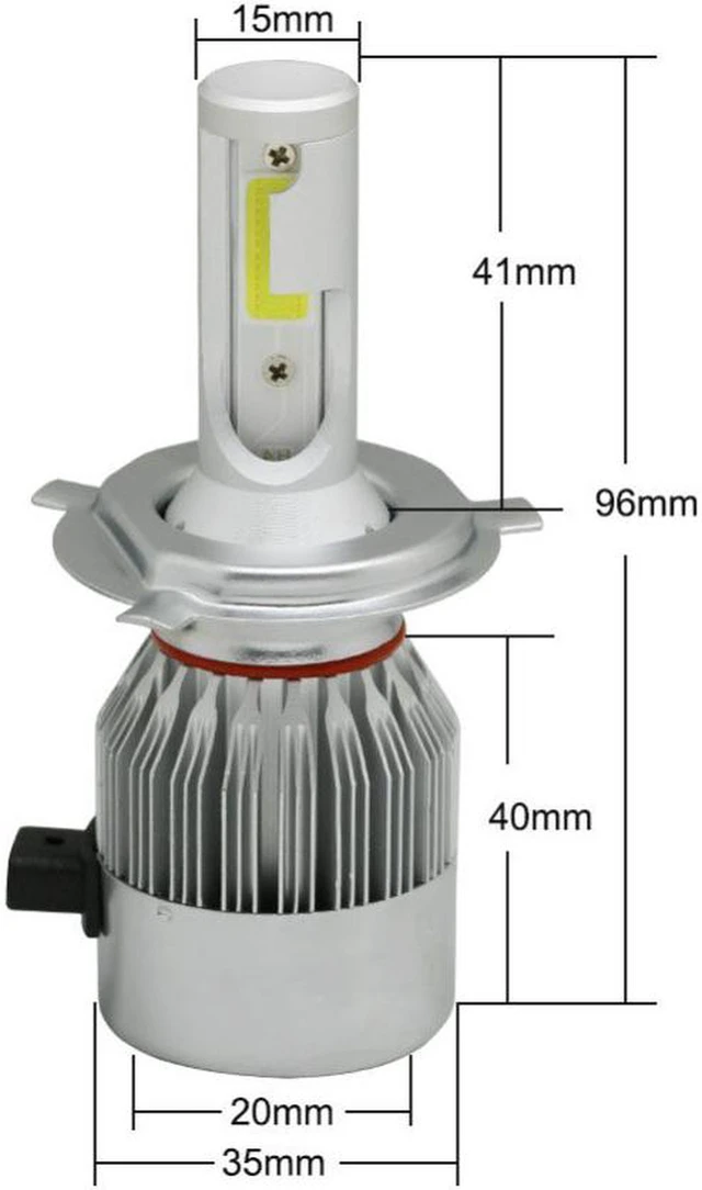 Alt view image 6 of 7 - AJMRTC 2Pack C6 H4/9003/HB2 LED Headlight Bulbs Conversion Kit, 72W/Pair 7600LM 6000K Cool White, IP68 Waterproof 360 Degree Beam, Plug and Play All-in-One Replacement for Halogen & HID Xenon