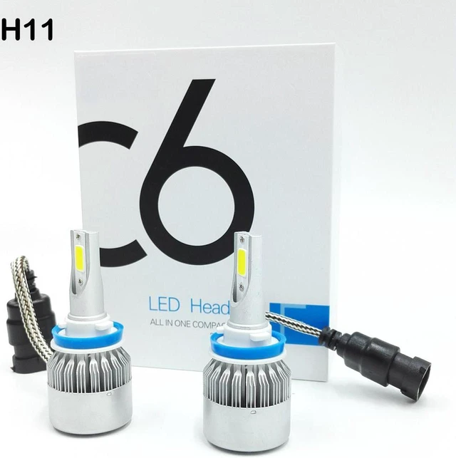 Main image of AJMRTC 2Pack C6 H8/H11/H9 LED Headlight Bulbs Conversion Kit, 72W/Pair 7600LM 6000K Cool White, IP68 Waterproof 360 Degree Beam, Plug and Play All-in-One Replacement for Halogen & HID Xenon