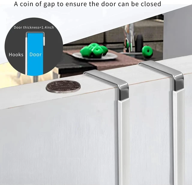 Alt view image 7 of 7 - AJMRTC 6Pack Over The Door Hooks, Heavy Duty Over Door Hanger Hooks with Rubber Anti-Scratch Protection, Multi-Purpose Organizer for Bedroom Bathroom Kitchen, Hang Clothes Towels Hats Coats Bags White