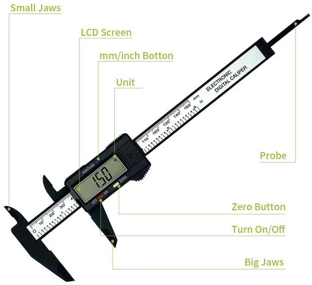 Alt view image 2 of 6 - AJMRTC 0-6 Inch Digital Caliper, Electronic Digital Vernier Caliper with Large LCD Screen, Inch & Metric Conversion, Auto-Off Feature, Plastic Measuring Tool for Household DIY Measurement