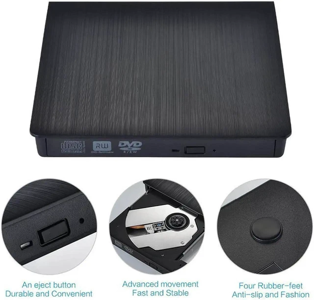 Alt view image 6 of 7 - AJMRTC External DVD Burner, USB 3.0 DVD+RW CD Writer Optical Disc Drive, Slim Portable Reader Player for Laptop Desktop Windows Mac Linux, Black