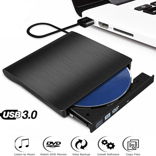 Main image of AJMRTC External DVD Burner, USB 3.0 DVD+RW CD Writer Optical Disc Drive, Slim Portable Reader Player for Laptop Desktop Windows Mac Linux, Black