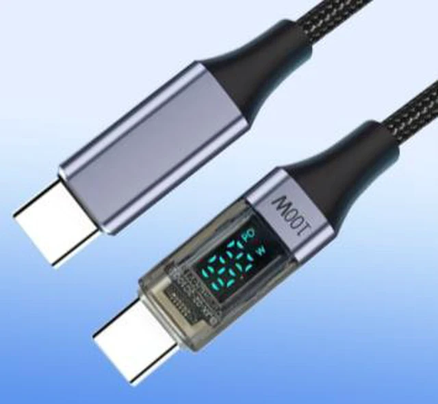 Alt view image 2 of 4 - AJMRTC 2M USB-C to USB-C Cable with LED Digital Display, 100W PD Fast Charging Smart Current Monitoring Type-C Data Cord for Laptop, Smartphone, Tablet, External SSD, Compatible with Dell HP Lenovo