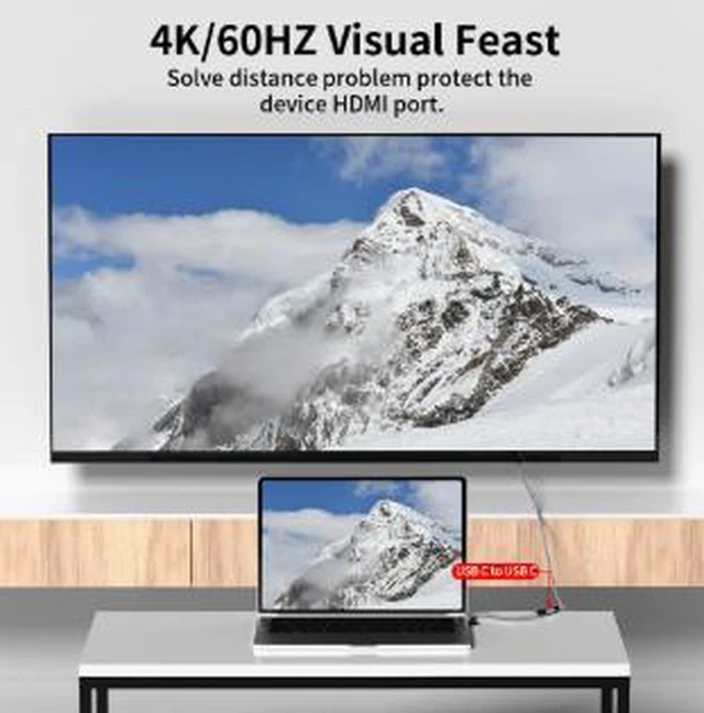 Alt view image 3 of 3 - AJMRTC 1M USB-C Extension Cable, USB-C Male to Female Cord, 20Gbps High Speed Data Transfer, 240W PD Fast Charging, 4K@60Hz Video Extension Cable for Laptop, Docking Station, External SSD and USB-C
