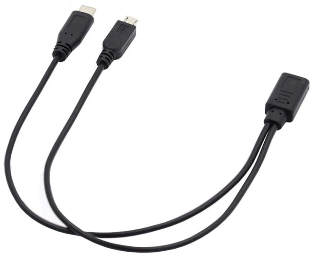 Alt view image 4 of 7 - AJMRTC USB 3.1 Type C Female to USB-C & Micro USB Male 2-in-1 Splitter Charge Extension Cable, 32AWG Y Cord, Dual Port Charging Adapter Cable for Android Phones, Power Banks, Tablets, Micro USB & Type