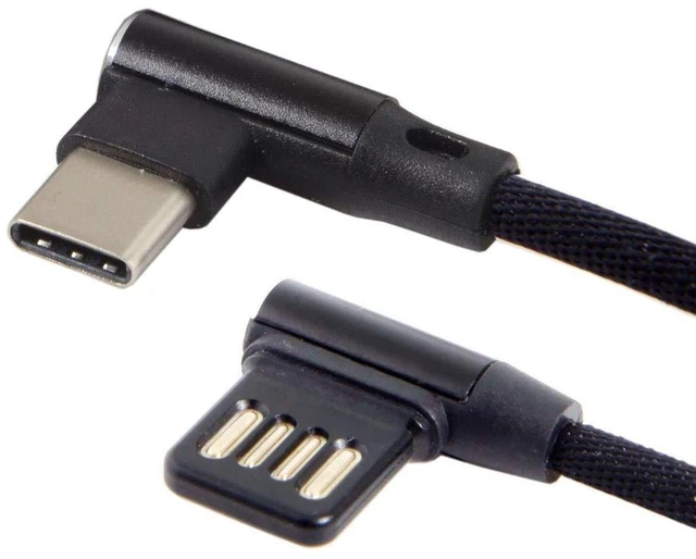 Main image of AJMRTC 15cm USB-C 3.1 Type-C to Left & Right 90 Degree Angled USB 2.0 Data Cable with Protective Sleeve, Short Right Angle Type-C Cord for Smartphones, Tablets, Game Controllers, Low Profile USB-C