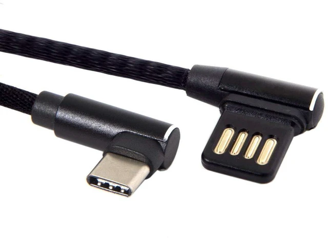 Alt view image 2 of 6 - AJMRTC 15cm USB-C 3.1 Type-C to Left & Right 90 Degree Angled USB 2.0 Data Cable with Protective Sleeve, Short Right Angle Type-C Cord for Smartphones, Tablets, Game Controllers, Low Profile USB-C