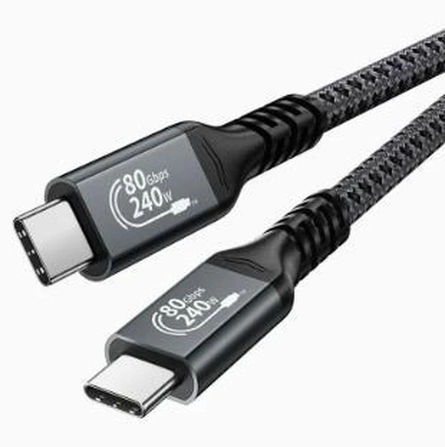 Main image of AJMRTC USB4 Type-C to Type-C Cable, 80Gbps Ultra High Speed Data Cord, 240W PD Fast Charging, 4K@144Hz Video Output with E-Marker Chip for External SSD, Laptop, Docking Station, Monitor