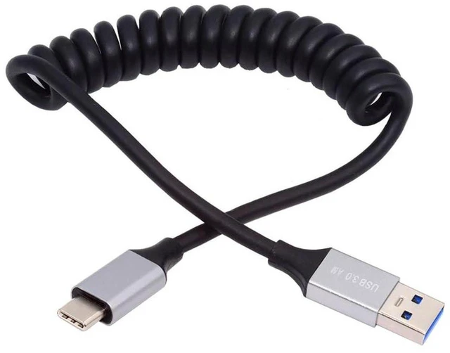 Main image of AJMRTC USB 3.0 Type-A Male to Type-C Male Stretch Coiled Extension Cable, 100cm Retractable 5Gbps Data Cord, Stretchable Spring Cable for External Disk, Smartphone, Digital Camera and USB-C Devices