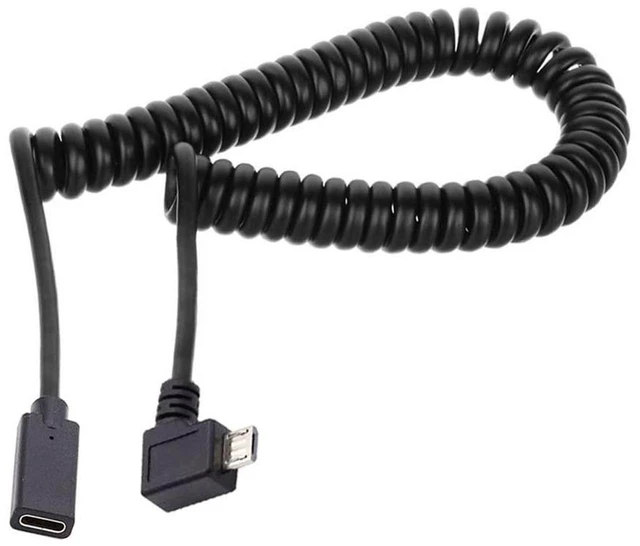Main image of AJMRTC Stretch Coiled USB-C Gaming Keyboard & Mouse Cable, Micro USB Male to Type-C Female Extension Cord, Power & Data Transfer Spring Cable for Mechanical Keyboard, Gaming Mouse and USB-C Peripheral