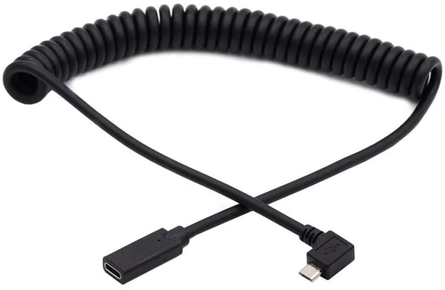 Main image of AJMRTC Coiled Stretch Cable for Gaming Keyboard Mouse, Micro USB Male to USB-C Female Extension Cord, Retractable Spring Cable Supports Power Supply & Data Transfer for Mechanical Keyboard