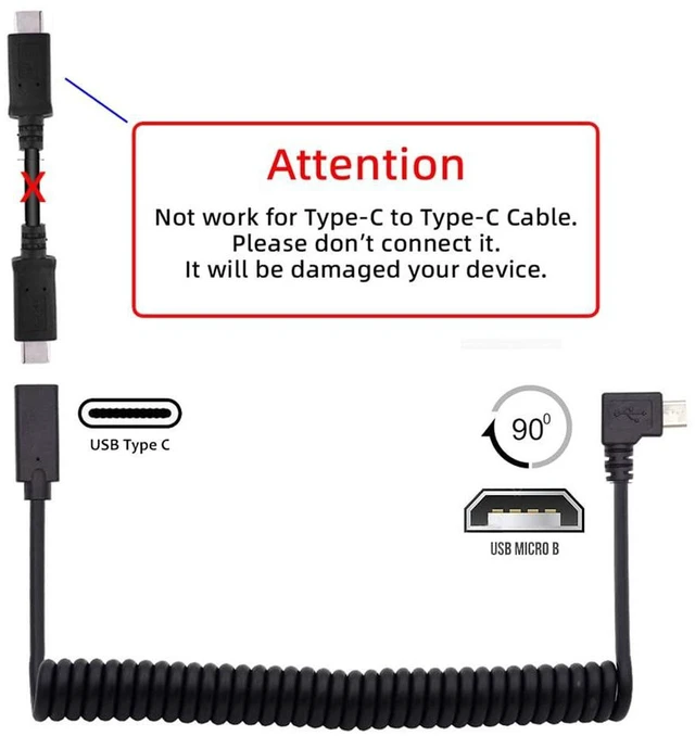 Alt view image 3 of 7 - AJMRTC Coiled Stretch Cable for Gaming Keyboard Mouse, Micro USB Male to USB-C Female Extension Cord, Retractable Spring Cable Supports Power Supply & Data Transfer for Mechanical Keyboard