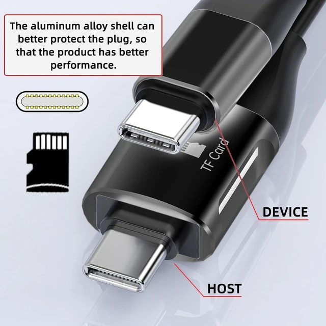 Alt view image 4 of 7 - AJMRTC Flat Slim FPC USB-C Male to Male Cable, USB3.1 Gen2 10Gbps Data Cord with Built-in TF Micro-SD Card Reader, Portable Type-C Cable for Laptop, Smartphone File Reading & Transfer