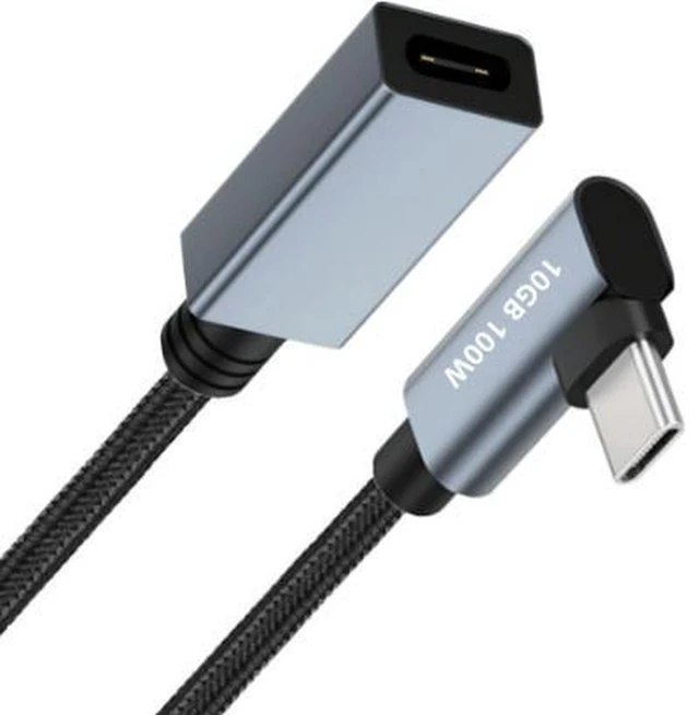 Alt view image 2 of 3 - AJMRTC 1M USB-C 3.2 Gen2 Male to Female Extension Cable, E-Marker Chip 10Gbps Data, 4K@60Hz Video & PD 100W Fast Charging Type-C Extension Cord for Laptop, Phone, SSD, Docking Station