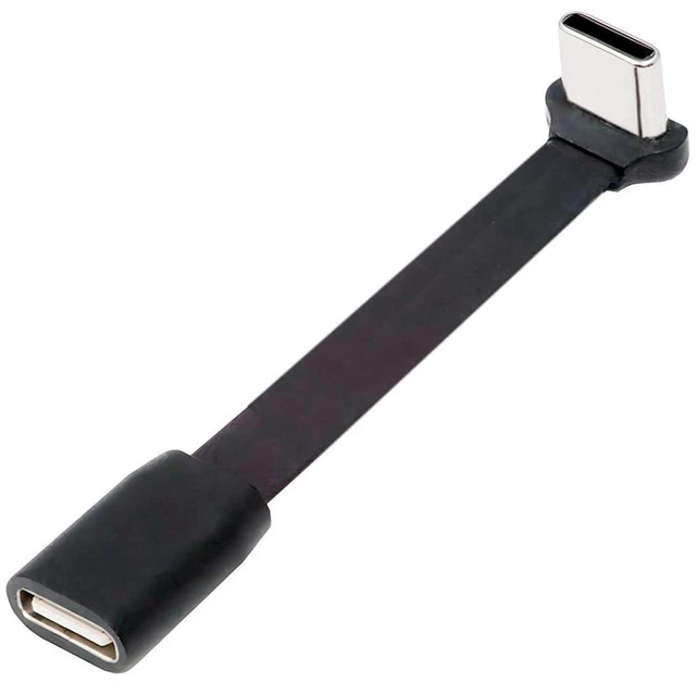 Main image of AJMRTC Ultra Slim Flat 90 Degree Up-Down Angled USB-C Male to Female Extension Cable, USB2.0 480Mbps Data & 65W PD Fast Charging Type-C Extension Cord for Laptop, Tablet, Smartphone