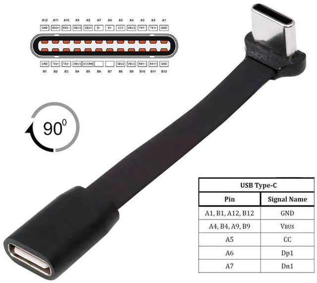Alt view image 2 of 7 - AJMRTC Ultra Slim Flat 90 Degree Up-Down Angled USB-C Male to Female Extension Cable, USB2.0 480Mbps Data & 65W PD Fast Charging Type-C Extension Cord for Laptop, Tablet, Smartphone
