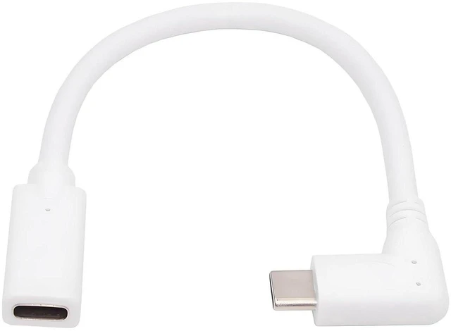 Main image of AJMRTC White 90 Degree Left-Right Angled USB-C Male to Female Extension Cable, USB2.0 480Mbps Data & 65W PD Fast Charging Type-C Extension Cord for Laptop, Tablet, Smartphone