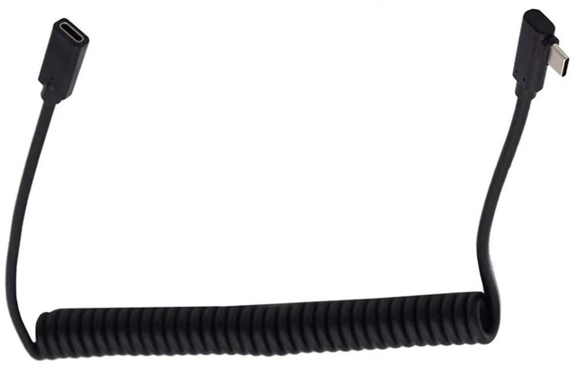 Main image of AJMRTC Stretch Coiled USB-C Extension Cable for Gaming Keyboard & Mouse, Retractable Spring Type-C Male to Female Cord, Supports Power Supply & Data Transfer for Mechanical Gaming Keyboard