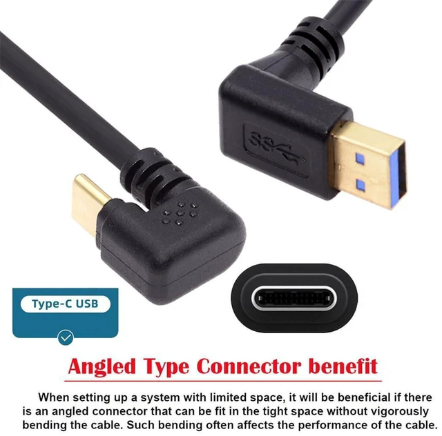 Alt view image 6 of 7 - AJMRTC 5Gbps USB3.0 Up Angled Type-A to USB-C Male to Male Cable, U Shape Back Angled USB-C Cord, Power & High Speed Data Transfer Cable for SSD, Docking Station, Laptop, Tablet