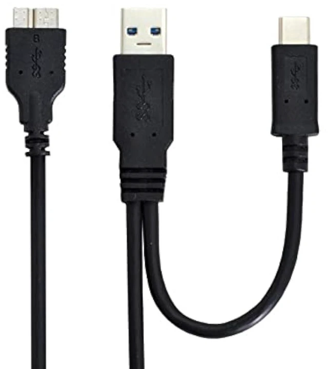 Main image of AJMRTC Combo USB3.1 Type-C & USB3.0 Type-A Host to Micro USB3.0 Target Data Cable, Dual Interface High Speed Cord, 10Gbps/5Gbps Transfer for External Hard Disk, HDD Enclosure, Storage Devices