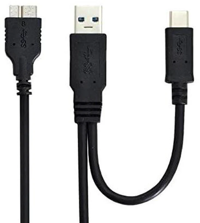 Alt view image 6 of 7 - AJMRTC Combo USB3.1 Type-C & USB3.0 Type-A Host to Micro USB3.0 Target Data Cable, Dual Interface High Speed Cord, 10Gbps/5Gbps Transfer for External Hard Disk, HDD Enclosure, Storage Devices