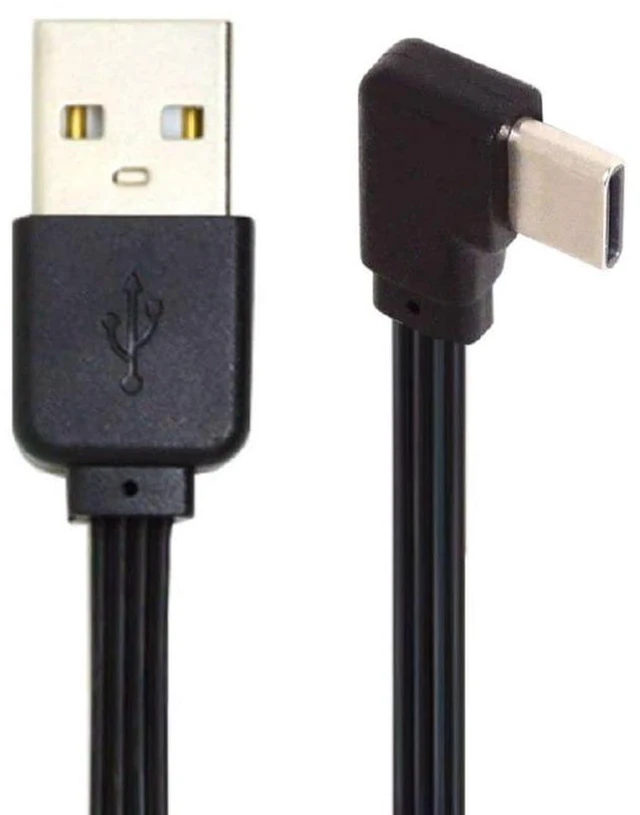 Main image of AJMRTC 13cm Ultra Slim Flat FPC 90 Degree Left-Right Angled USB2.0 Type-A Male to USB-C Male Cable, 480Mbps Data Transfer Cord for FPV Drone, USB Disk, Smartphone and Compact DIY Projects