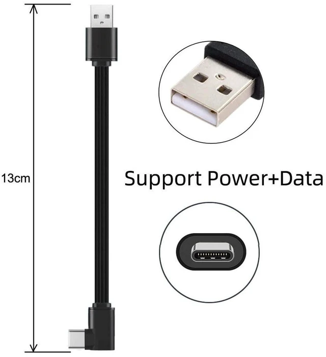 Alt view image 7 of 7 - AJMRTC 13cm Ultra Slim Flat FPC 90 Degree Left-Right Angled USB2.0 Type-A Male to USB-C Male Cable, 480Mbps Data Transfer Cord for FPV Drone, USB Disk, Smartphone and Compact DIY Projects