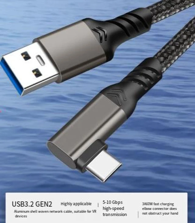 Alt view image 2 of 3 - AJMRTC 5M USB 3.2 Gen 2 Type-C VR Link Cable, 10Gbps High Speed Data Transfer 60W PD Fast Charging Cord for Meta Oculus Quest 2 Quest 3 VR Headset, Steam VR Gaming PC, 16FT Long Cable for PC VR Stream