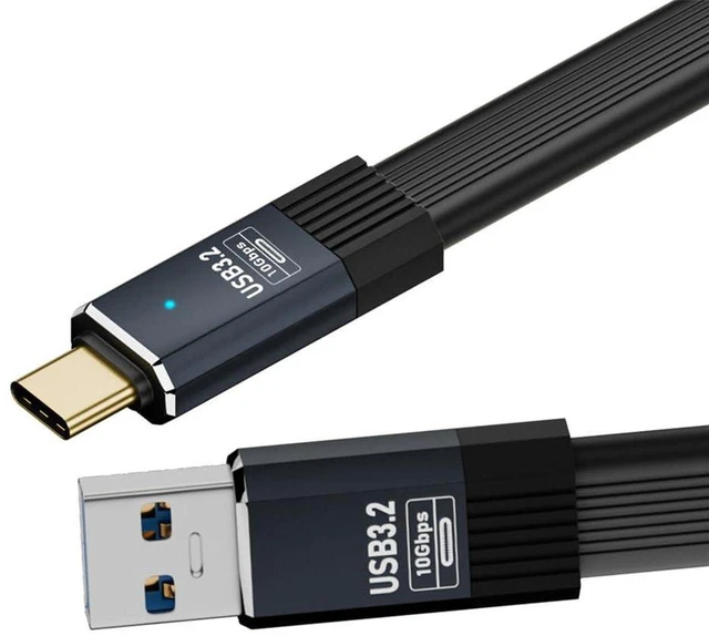 Main image of AJMRTC 20CM Flat Slim FPC USB 3.1 Type-A Male to Type-C Male Cable, 10Gbps High Speed Data & Power Cord, 5V 3A Charging, Low Profile Flexible FPC Cable for Laptop, Smartphone, External SSD, USB Storag