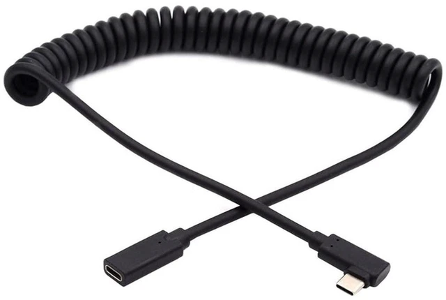 Main image of AJMRTC USB-C Coiled Stretch Extension Cable, Type-C Male to Female Power & Data Cord, Retractable Spring Cable for Gaming Keyboard, Gaming Mouse, USB-C Gaming Peripherals, Flexible Stretchable Cable