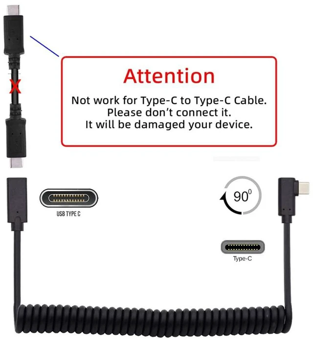 Alt view image 2 of 7 - AJMRTC USB-C Coiled Stretch Extension Cable, Type-C Male to Female Power & Data Cord, Retractable Spring Cable for Gaming Keyboard, Gaming Mouse, USB-C Gaming Peripherals, Flexible Stretchable Cable