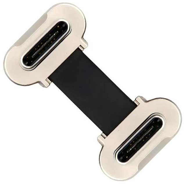 Main image of AJMRTC 2CM Ultra Slim Flat USB2.0 USB-C to Dual Angled USB-C Cable, 65W PD Fast Charging & Data Sync Cord, Low Profile Short Flat Cable with Dual Angled Plugs for Laptop, Tablet, Smartphone, USB-C