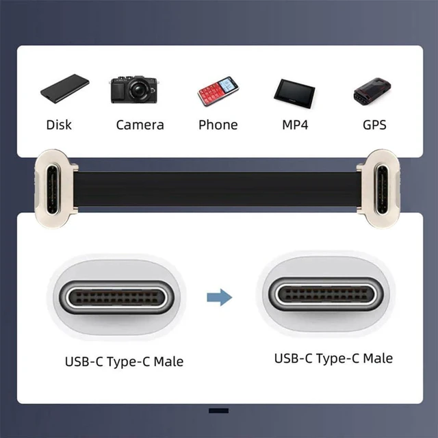 Alt view image 2 of 7 - AJMRTC 70MM Dual Angled Ultra Slim Flat USB2.0 USB-C to USB-C Cable, 65W PD Fast Charging & Data Sync Cord, Low Profile Flat Cable with Dual Angled Connectors for Laptop, Tablet, Smartphone, USB-C Por