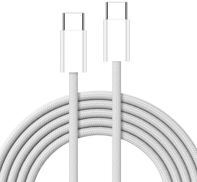 Main image of AJMRTC 1M White Sleeve USB-C Male to Male Cable, PD 27W & 65W Fast Charging, USB2.0 480Mbps Data Transfer Cord, White Jacket Power & Data Cable for Smartphone, Tablet, USB-C Laptop, Portable Electroni