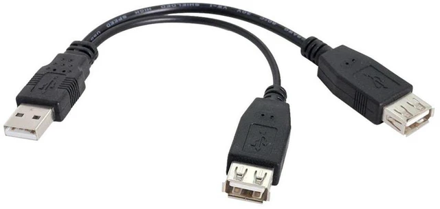Main image of AJMRTC USB2.0 Y Splitter Extension Cable, USB2.0 Male to Female Data & Charging Cord with Auxiliary Power Supply Port, Extra Power Input for External Hard Drive, USB Storage, Laptop USB Peripherals