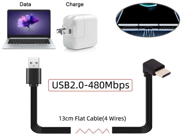 Alt view image 2 of 7 - AJMRTC 13CM Ultra Slim Flat FPC USB2.0 Cable, USB Type-A Male to USB-C Male Dual 90 Degree Up-Down Angled Connector, 480Mbps Data Transfer Low Profile FPC Wire for FPV, External Disk, Smartphone, USB-