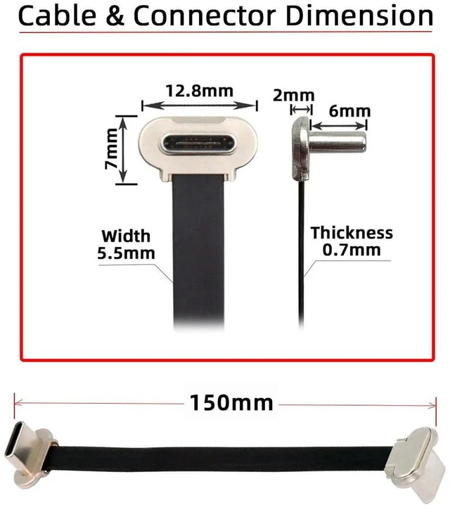Alt view image 5 of 7 - AJMRTC Ultra Slim Flat USB C to USB C Angled Cable, USB 2.0 Type C Cord, PD 65W Fast Charging & 480Mbps Data Sync, Right Angle Flat Power Data Cable for USB-C Laptops, Tablets, Smartphones