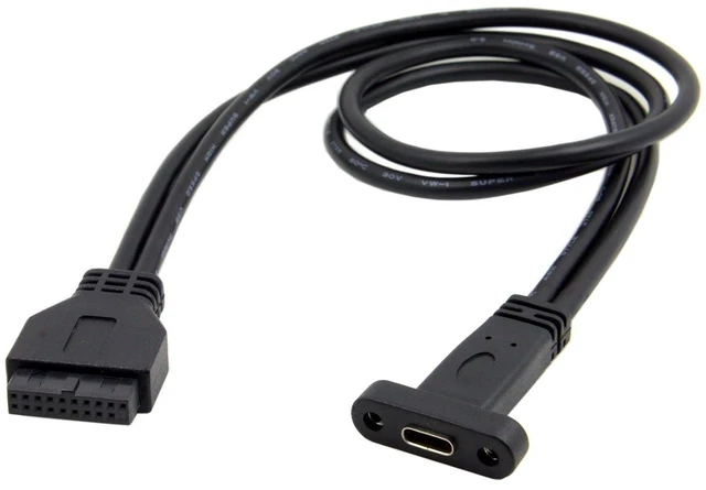 Alt view image 4 of 7 - AJMRTC Single Port USB 3.1 Type-C Female to USB3.0 Motherboard 19Pin Header Cable 40cm, PC Front Panel USB-C Expansion Cord, Internal Motherboard Header Cable for Desktop Computer Case Modding