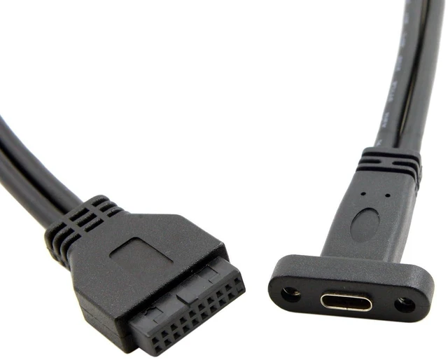 Alt view image 5 of 7 - AJMRTC Single Port USB 3.1 Type-C Female to USB3.0 Motherboard 19Pin Header Cable 40cm, PC Front Panel USB-C Expansion Cord, Internal Motherboard Header Cable for Desktop Computer Case Modding