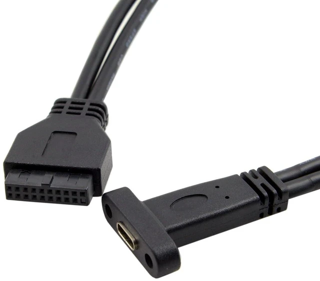 Alt view image 2 of 7 - AJMRTC Single Port USB 3.1 Type-C Female to USB3.0 Motherboard 19Pin Header Cable 40cm, PC Front Panel USB-C Expansion Cord, Internal Motherboard Header Cable for Desktop Computer Case Modding