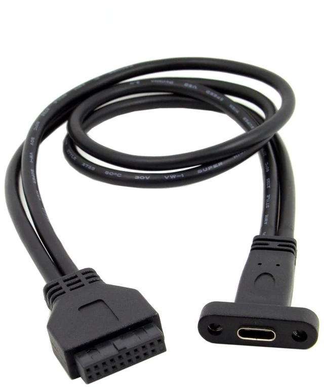 Alt view image 3 of 7 - AJMRTC Single Port USB 3.1 Type-C Female to USB3.0 Motherboard 19Pin Header Cable 40cm, PC Front Panel USB-C Expansion Cord, Internal Motherboard Header Cable for Desktop Computer Case Modding