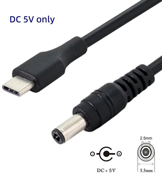 Alt view image 2 of 7 - AJMRTC DC 5V USB 3.1 Type-C to DC 5.5x2.5mm Power Plug Charging Cable 20cm, USB-C to DC Barrel Jack Extension Charge Cord for Air Pro, Portable 5V Power Supply Cable for Small Electronics, Router