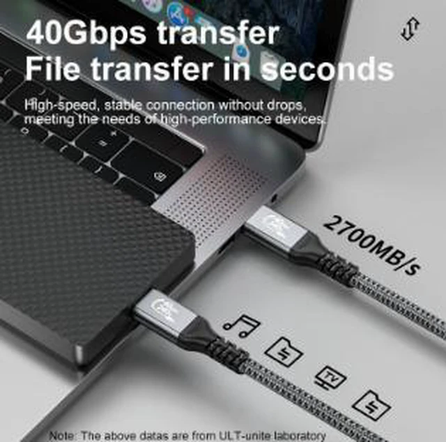 Alt view image 3 of 4 - AJMRTC 1.2M USB4 Type-C Cable, 40Gbps High Speed Data, 240W PD Fast Charging, 4K@144Hz Video Output, Compatible with Thunderbolt 4 & Thunderbolt 3 for Laptop, External SSD, Docking Station