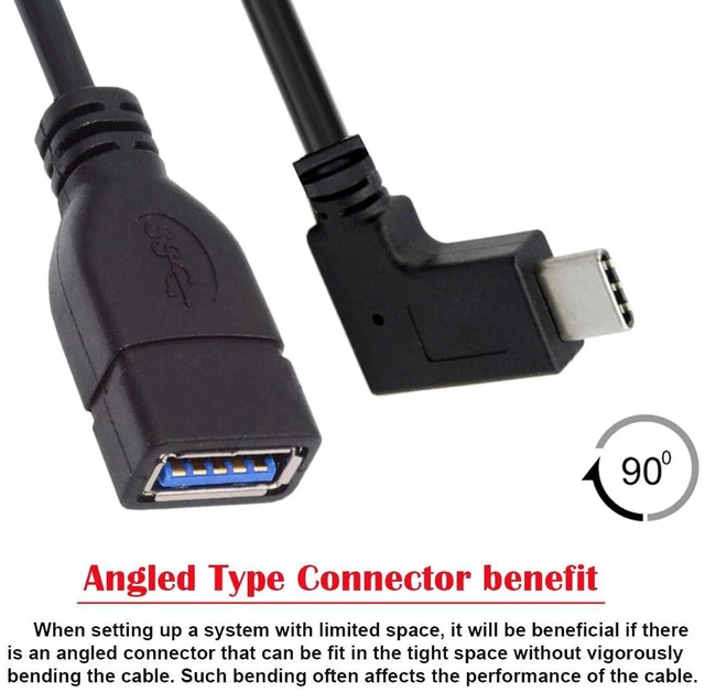 Alt view image 7 of 7 - AJMRTC 90 Degree Right Angled USB-C Male to USB A Female OTG Cable 20cm, USB 3.1 Type-C to USB-A Adapter Cord, High Speed Data Transfer for Android Phone, Tablet, USB Flash Drive