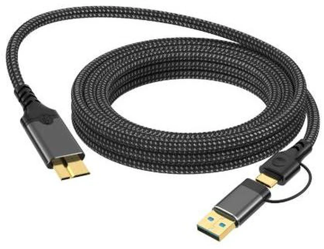 Main image of AJMRTC 9.8FT USB 3.0 Type-A to Micro B Braided Cable, 5Gbps High Speed Data Sync Cord for External Hard Drive, Digital Camera, Compatible with Nikon, Canon, Pentax Cameras